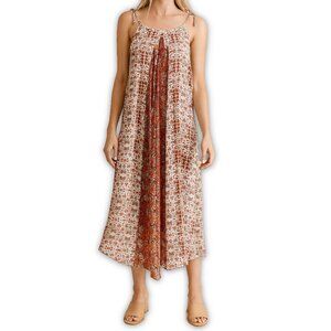 Nanette Lepore Boho Print Midi Dress Tie Strap Flowy Size 2